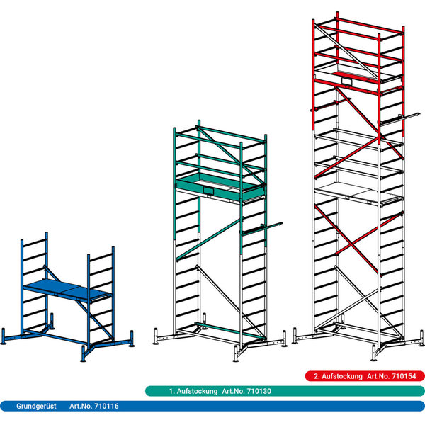 Krause MONTO Climtec Alu-ArbeitsGerüst,  Arbeitshöhe ca. 7,00 m 2. Aufstockung, Artikel-Nr. 710154