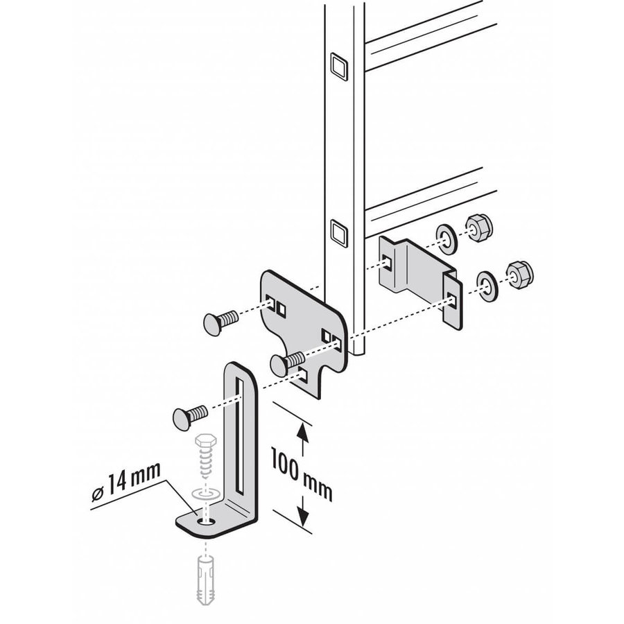 Hailo Professional Bodenbefestigung verstellbar für Holm 40x20 mm Edelstahl 1.4301