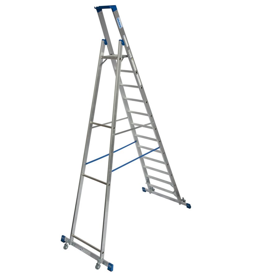 Krause STABILO Stufen-StehLeiter, fahrbar mit Traverse 12 Stufen