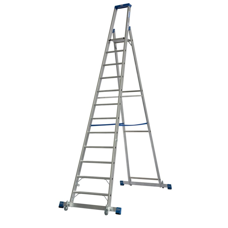 Krause STABILO Stufen-StehLeiter, fahrbar mit Traverse 12 Stufen