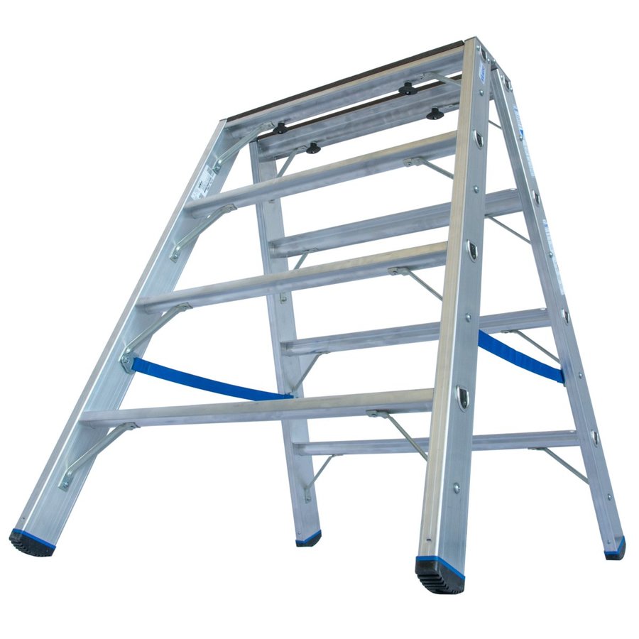 Krause STABILO Stufen-DoppelLeiter mit Holzauflage 2x4 Sprossen