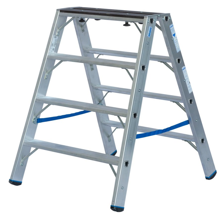Krause STABILO Stufen-DoppelLeiter mit Holzauflage 2x4 Sprossen