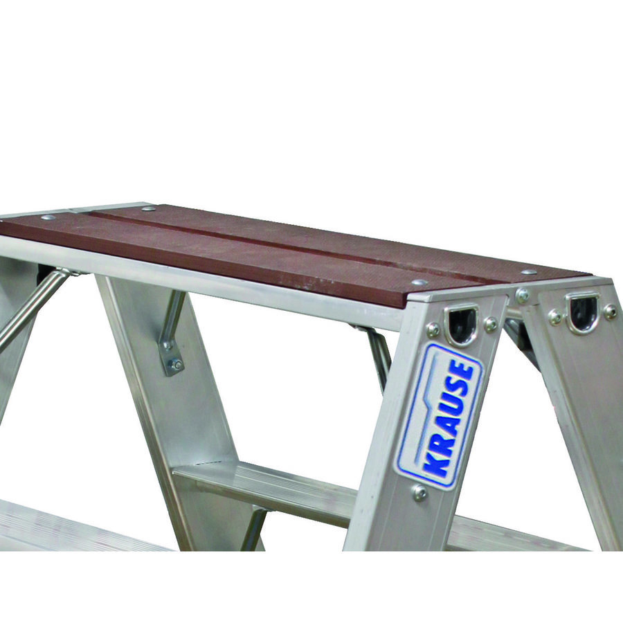 Krause STABILO Stufen-DoppelLeiter mit Holzauflage 2x4 Sprossen