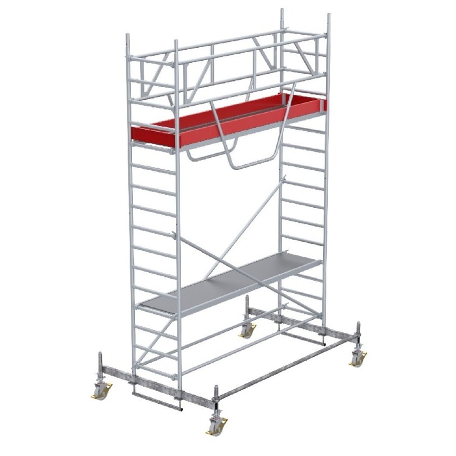 Euroline Gerüsttyp 9513 mit Fahrbalken verschiebbar und Sicherheitsaufbau  (Typ 0,75 x 2,85 m) mit Arbeitshöhe bis 5,50 m