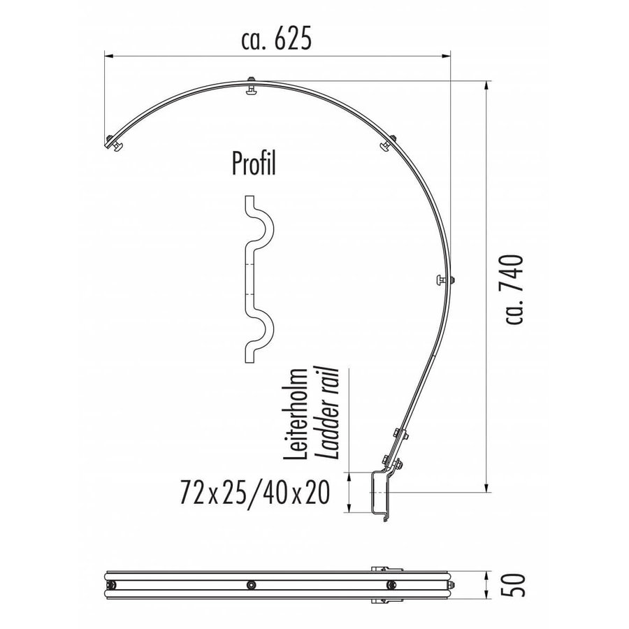 Hailo Professional Rückenschutzbügel, Stahl verzinkt 1.0037 3/4 Bügel | 40x20 mm