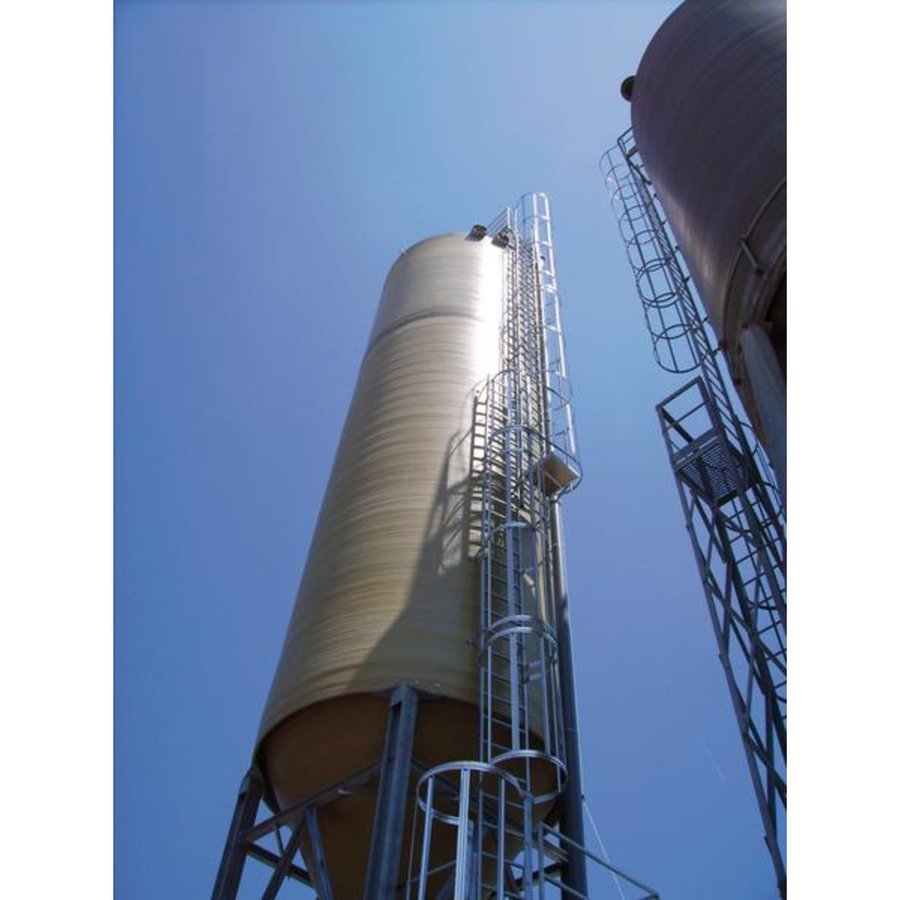 Günzburger Steigtechnik Mehrzügige Steigleitern mit Rückenschutz Steighöhe 15,12m Aluminium blank