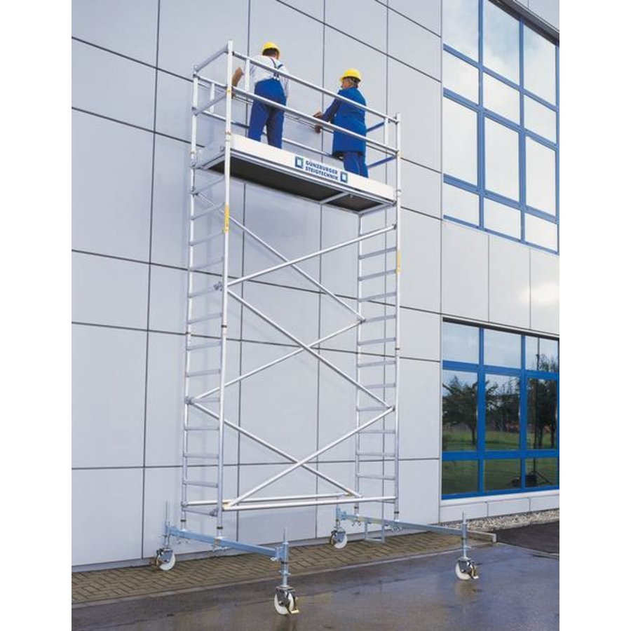 Günzburger Steigtechnik Aluminium-Rollgerüst mit Fahrbalken PL-Höhe 3,45m Länge 2,45m