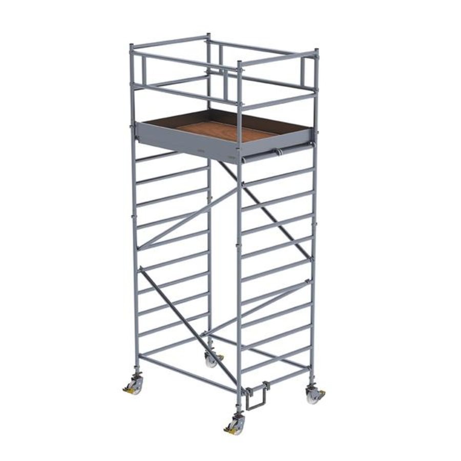 Günzburger Steigtechnik Aluminium-Rollgerüst mit Fahrbalken,  Doppel-Plattform PL-Höhe 5,45m Länge 1,80m