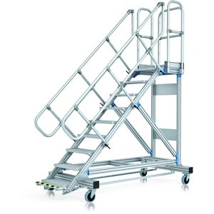 ZARGES Plattformtreppe Ergo Stop 45° 9 Stufen, 800 mm breit, Höhe 1,93 m
