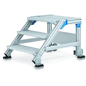 ZARGES Treppenpodest fahrbar 60° 3 Stufen, 600 mm breit, Höhe 0,75 m