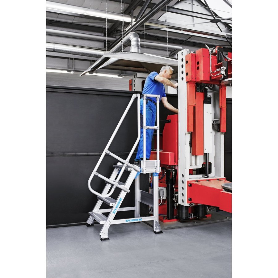 ZARGES Treppenpodest fahrbar 60° 3 Stufen, 1000 mm breit, Höhe 0,75 m