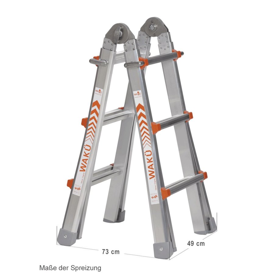 WAKÜ Teleskopleiter - 4x3 Sprossen  Länge 0,98m - 2,98m