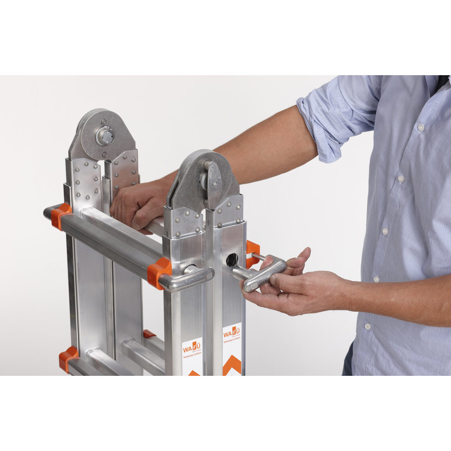 WAKÜ Teleskopleiter - 4x3 Sprossen  Länge 0,98m - 2,98m