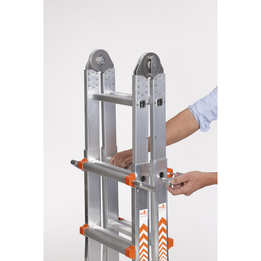 WAKÜ Teleskopleiter - 4x3 Sprossen  Länge 0,98m - 2,98m
