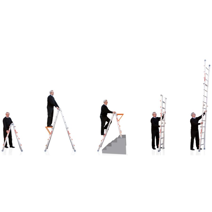 WAKÜ Teleskopleiter - 4x3 Sprossen  Länge 0,98m - 2,98m