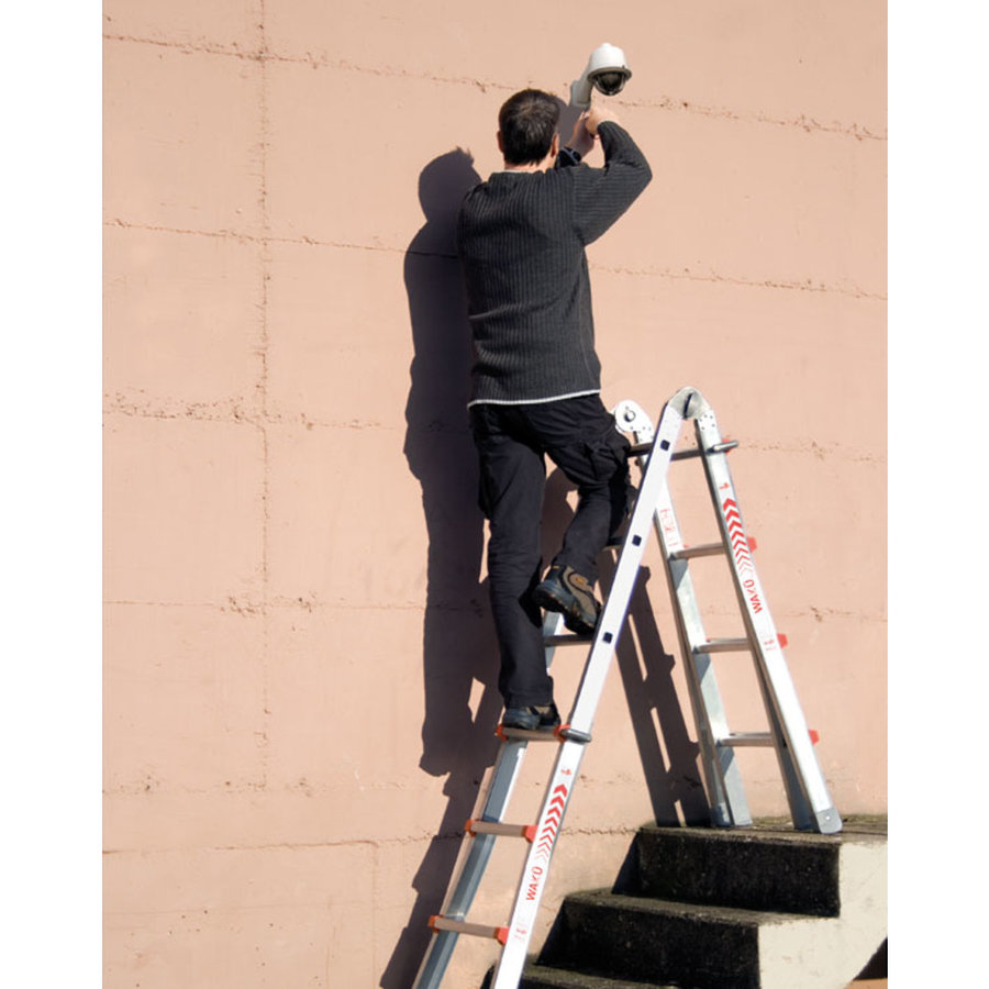 WAKÜ Teleskopleiter -  4x6 Sprossen  Länge 1,85m - 6,40m