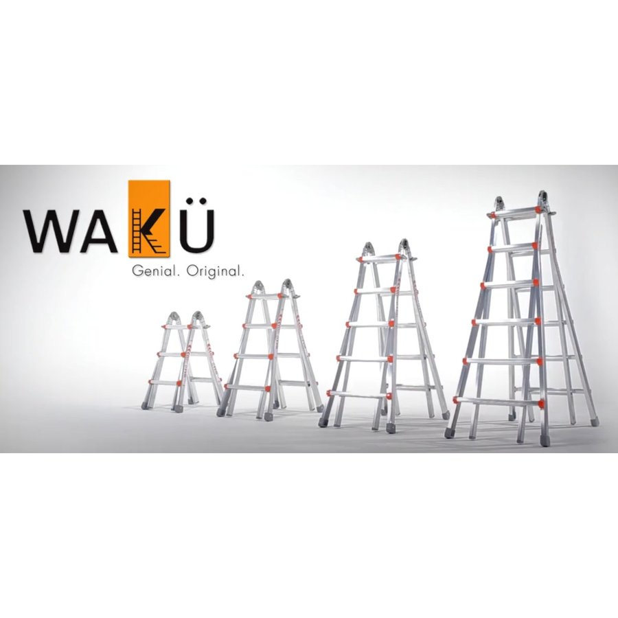 WAKÜ Teleskopleiter - 4x5 Sprossen  Länge 1,57m - 5,30m