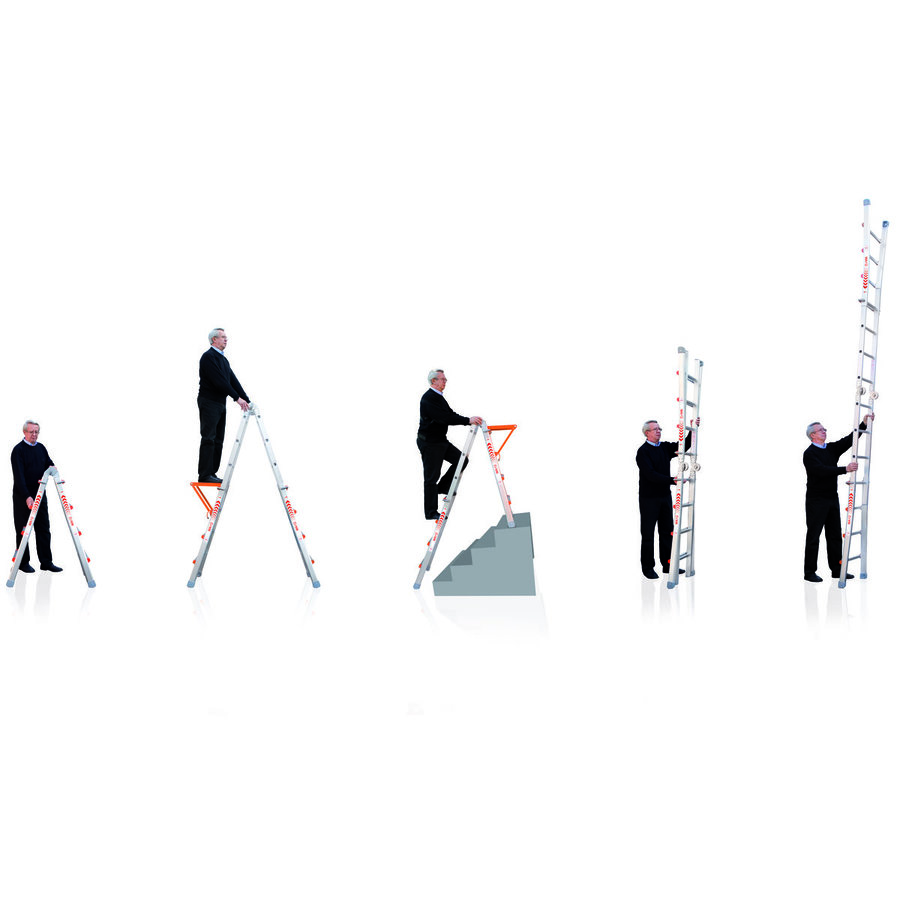 WAKÜ Teleskopleiter -  4x6 Sprossen  Länge 1,85m - 6,40m