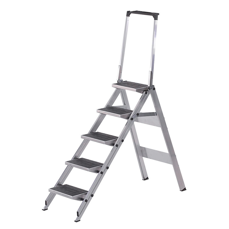 WAKÜ Little Jumbo Sicherheitstreppe mit Kunststoffbelag und Sicherheitsbügel 5-stufig