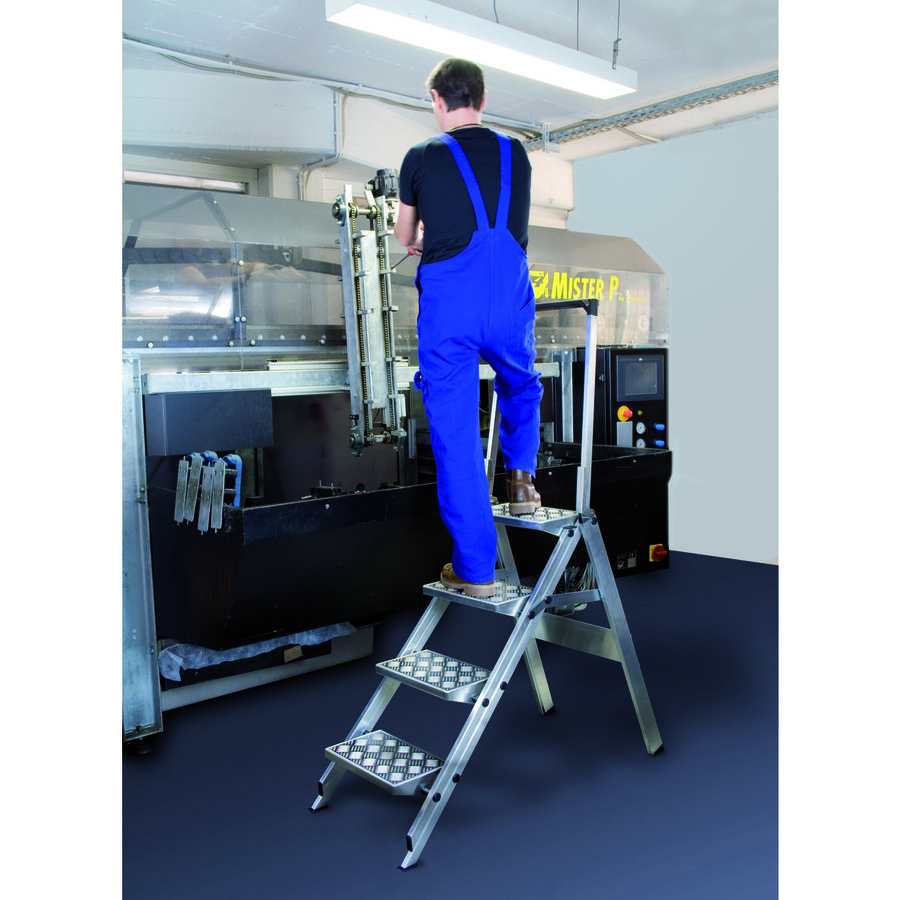 WAKÜ Little Jumbo Sicherheitstreppe mit Kunststoffbelag und Sicherheitsbügel 4-stufig