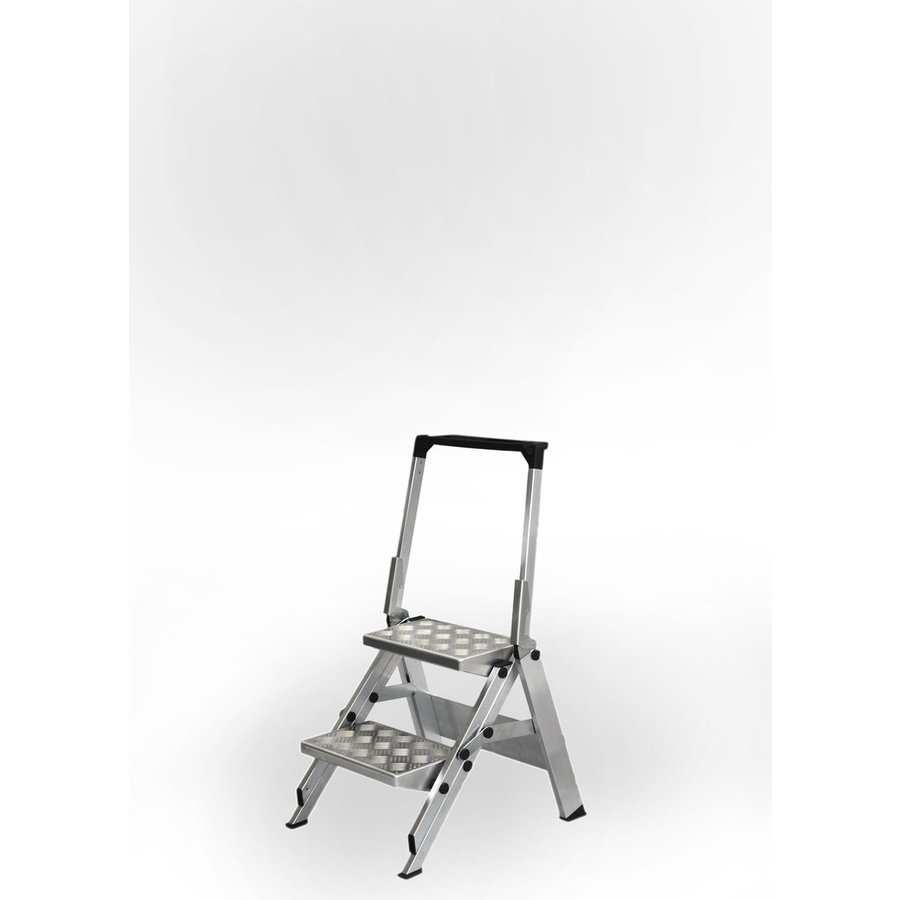 WAKÜ Little Jumbo Sicherheitstreppe mit Alu-Riffeltritt und Sicherheitsbügel 2-stufig