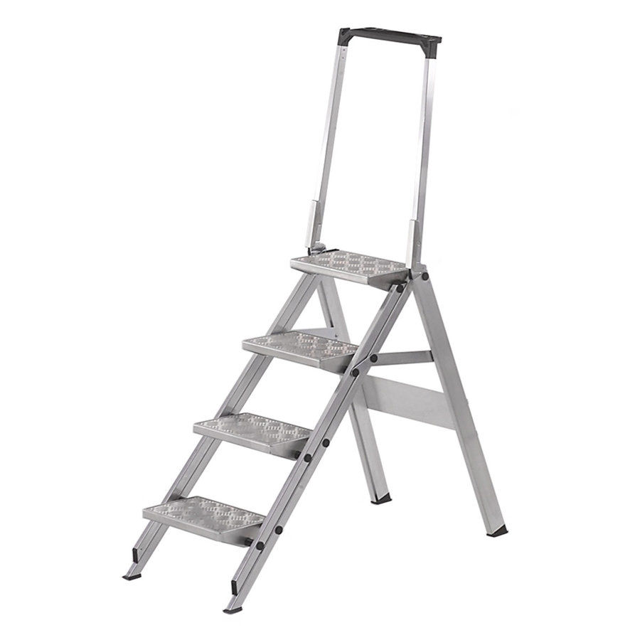 WAKÜ Little Jumbo Sicherheitstreppe mit Alu-Quintett-Stufen und Sicherheitsbügel 4-stufig