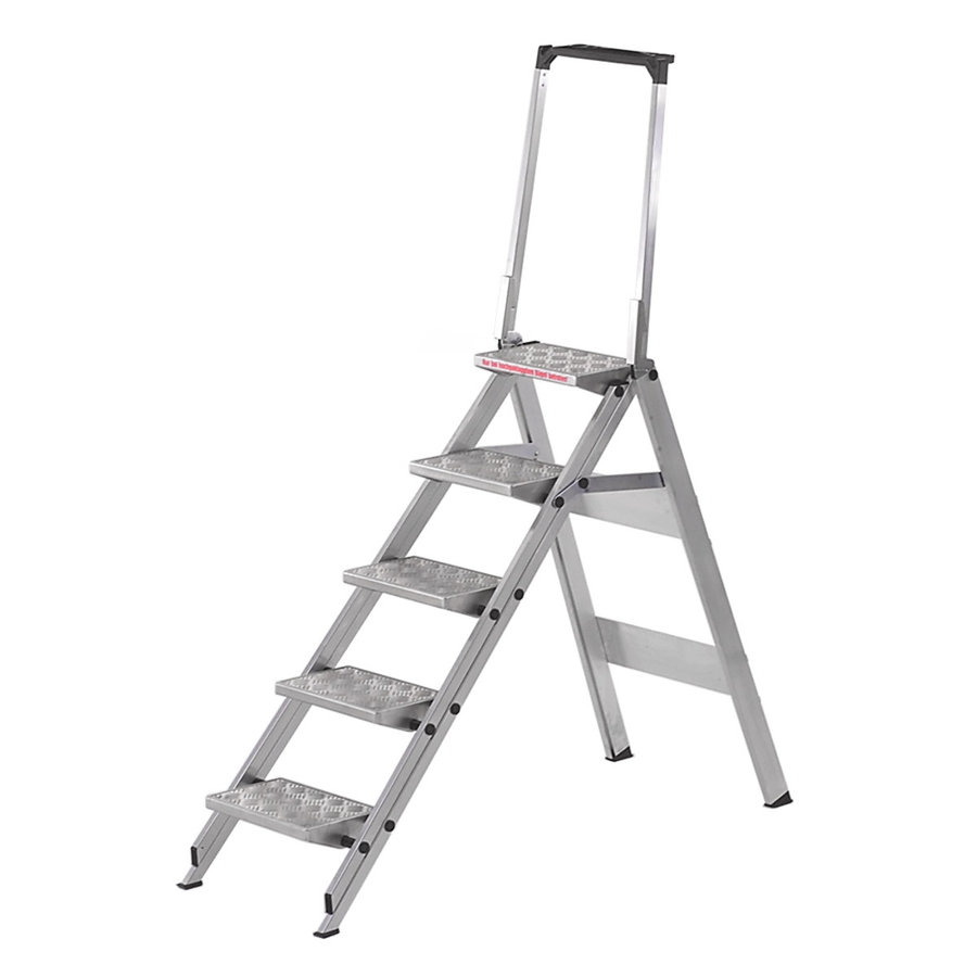 WAKÜ Little Jumbo Sicherheitstreppe mit Alu-Riffeltritt und Sicherheitsbügel 5-stufig