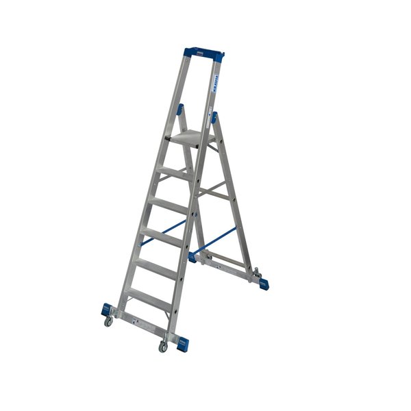 Krause STABILO Stufen-StehLeiter, fahrbar mit Traverse 1x6 Stufen