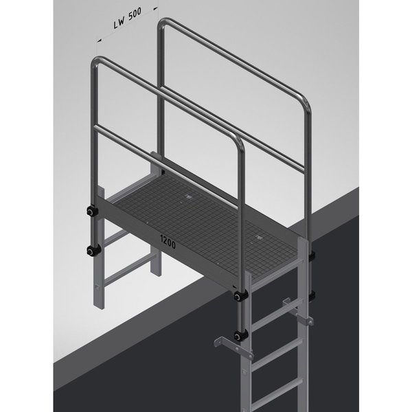 Hailo Professional Attika-Überstieg für Holm 72x25mm, Stahl verzinkt 1.0037 Tiefe 1200 mm