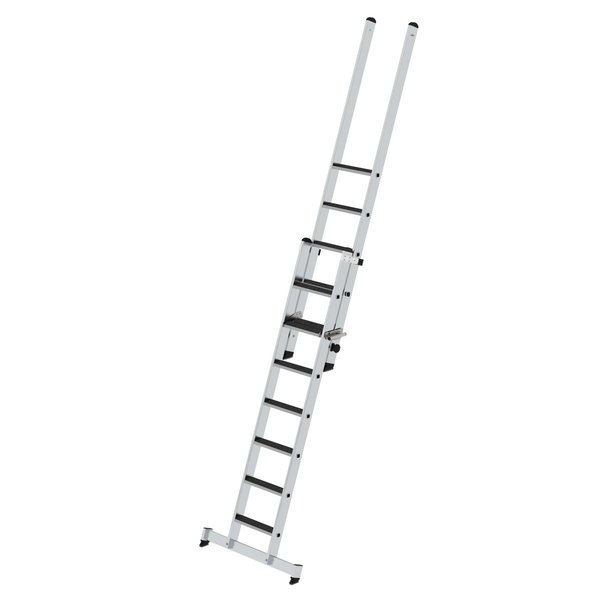 Günzburger Steigtechnik Stufen-Schiebeleiter 2-teilig mit nivello-Traverse und clip-step R 13 1x7 + 1x5