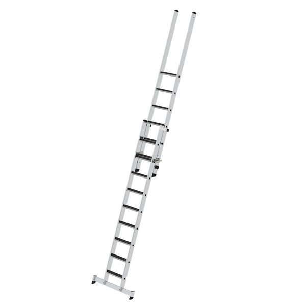 Günzburger Steigtechnik Stufen-Schiebeleiter 2-teilig mit nivello-Traverse und clip-step R 13 1x9 + 1x6