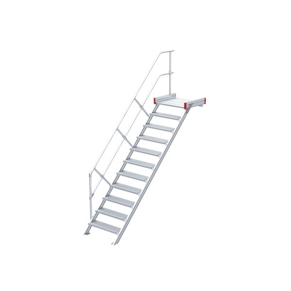 Euroline Podesttreppe 45 Grad, 1000 mm Stufenbreite, 1 Treppen-/Podestgeländer 11 Stufen