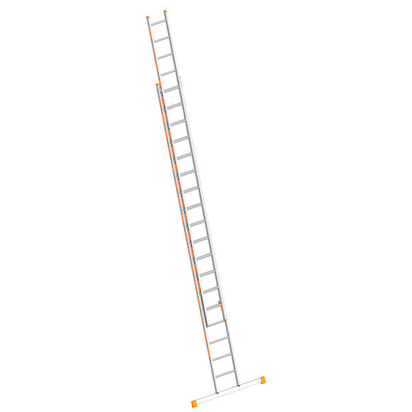 Layher Schiebeleiter TOPIC 18 Sprossen, Aluminiumleiter 2x18 Sprossen, zweiteilig, ausziehbar, Länge 9.35 m
