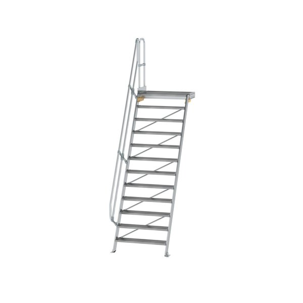 Günzburger Steigtechnik Treppe mit Plattform 60° Stufenbreite 1000 mm 12 Stufen Aluminium geriffelt