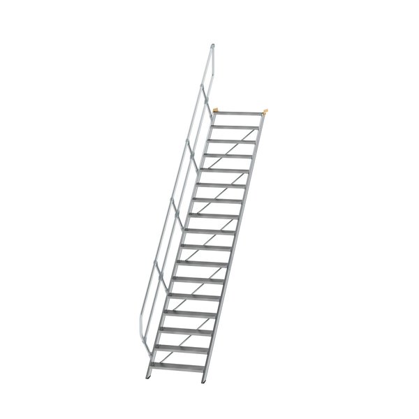 Günzburger Steigtechnik Treppe 45° Stufenbreite 800 mm 17 Stufen Aluminium geriffelt