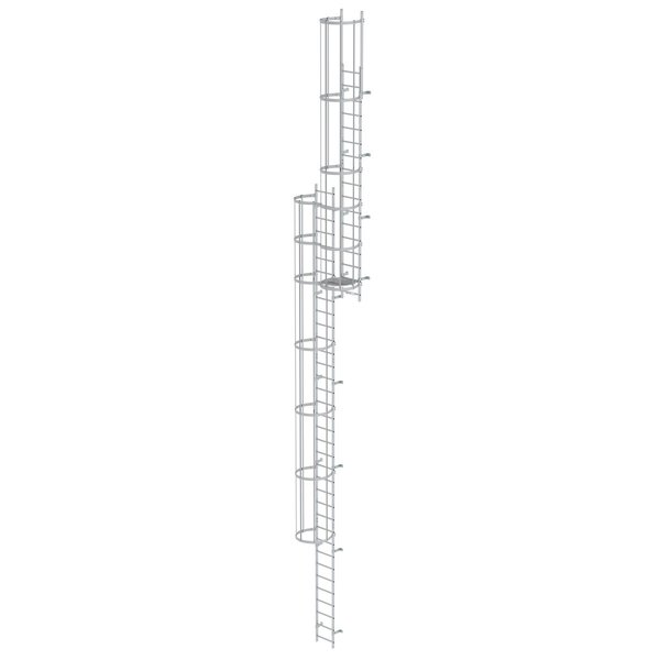 Günzburger Steigtechnik Mehrzügige Steigleiter mit Rückenschutz (Bau) Aluminium eloxiert 13,80m