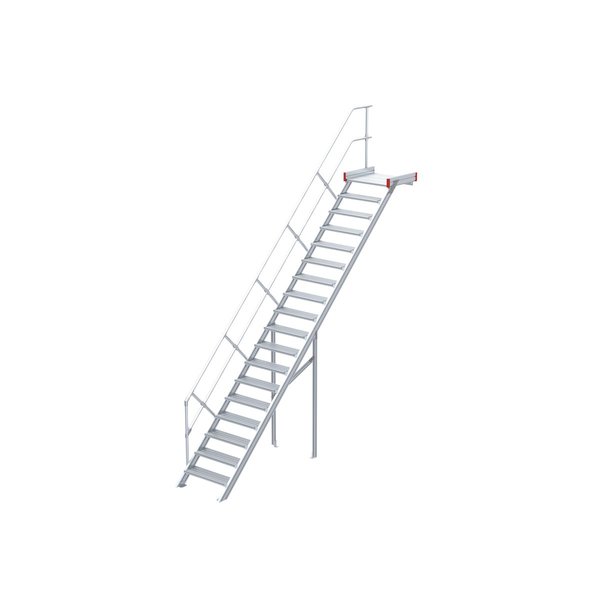 Euroline Podesttreppe 45 Grad, 800 mm Stufenbreite, 1 Treppen-/Podestgeländer 16 Stufen