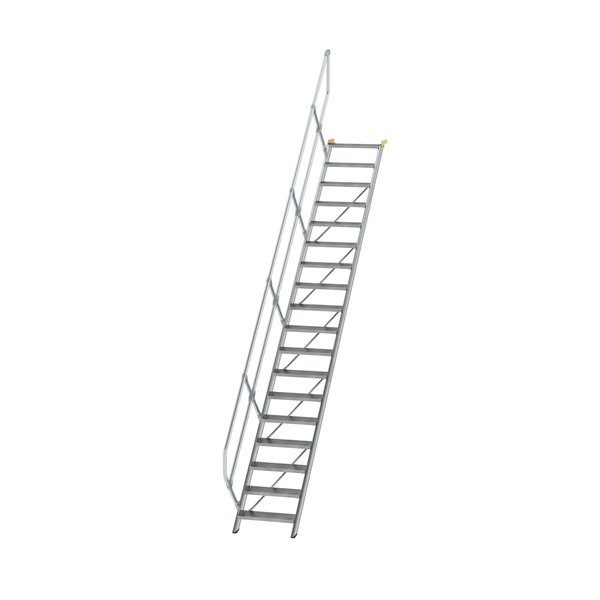 Günzburger Steigtechnik Treppe 45° Stufenbreite 600 mm 18 Stufen Aluminium geriffelt