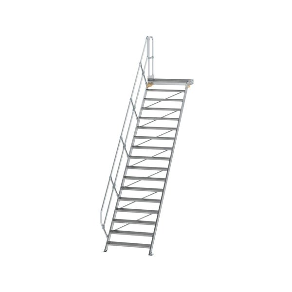 Günzburger Steigtechnik Treppe mit Plattform 45° Stufenbreite 1000 mm 17 Stufen Aluminium geriffelt