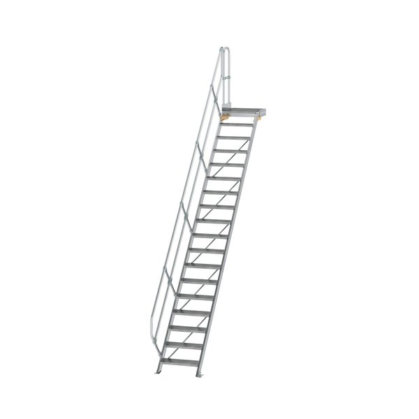 Günzburger Steigtechnik Treppe mit Plattform 45° Stufenbreite 600 mm 18 Stufen Aluminium geriffelt