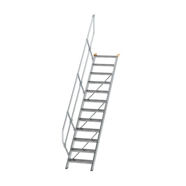 Günzburger Steigtechnik Treppe 45° Stufenbreite 600 mm 12 Stufen Aluminium geriffelt