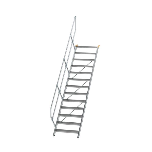 Günzburger Steigtechnik Treppe 45° Stufenbreite 800 mm 13 Stufen Aluminium geriffelt