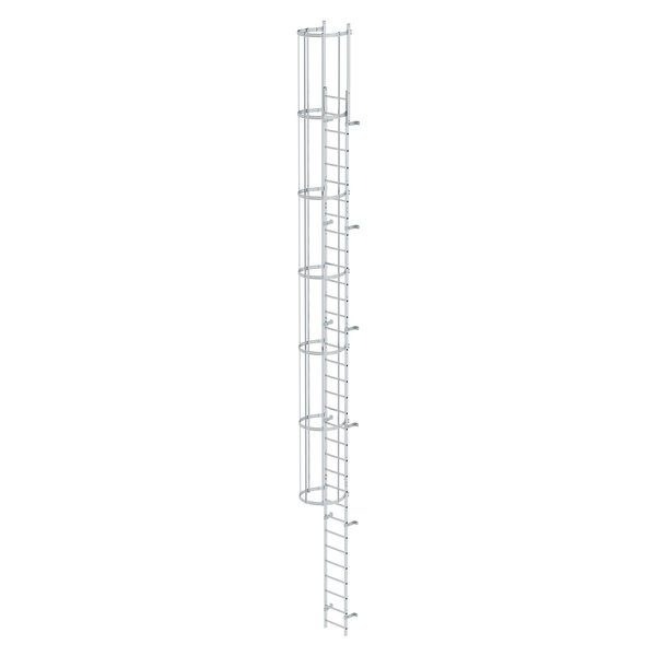Günzburger Steigtechnik Einzügige Steigleiter mit Rückenschutz (Maschinen) Aluminium eloxiert 8,84m
