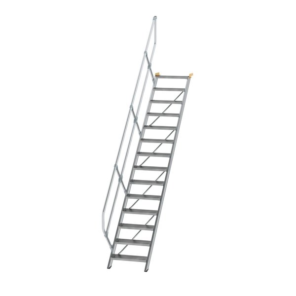 Günzburger Steigtechnik Treppe 45° Stufenbreite 600 mm 14 Stufen Aluminium geriffelt