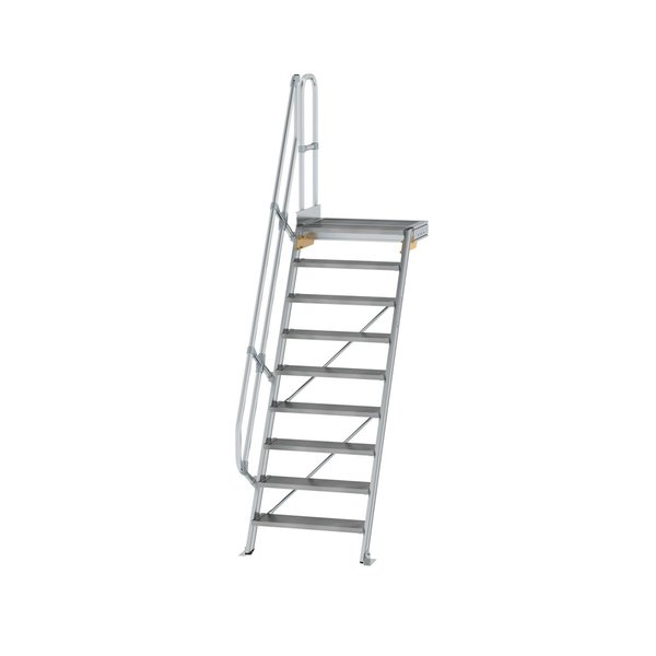 Günzburger Steigtechnik Treppe mit Plattform 60° Stufenbreite 800 mm 9 Stufen Aluminium geriffelt