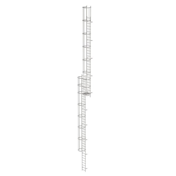 Günzburger Steigtechnik Mehrzügige Steigleiter mit Rückenschutz (Bau) Edelstahl 18,28m