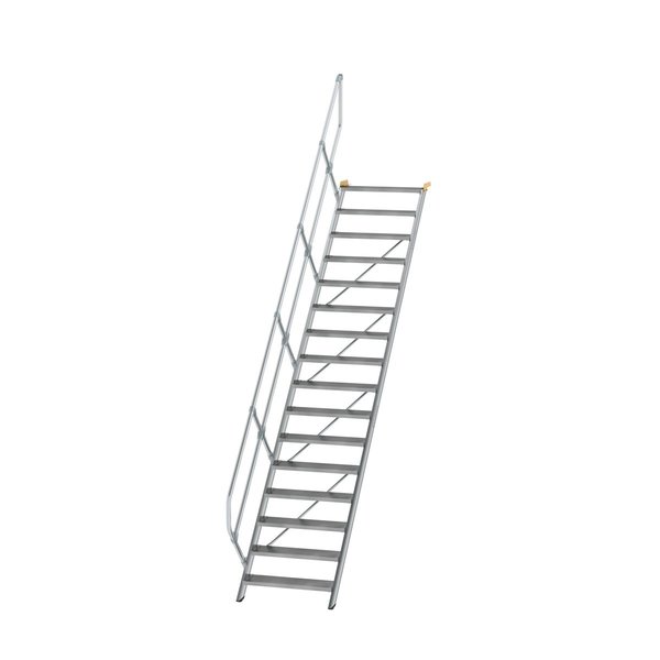 Günzburger Steigtechnik Treppe 45° Stufenbreite 800 mm 16 Stufen Aluminium geriffelt