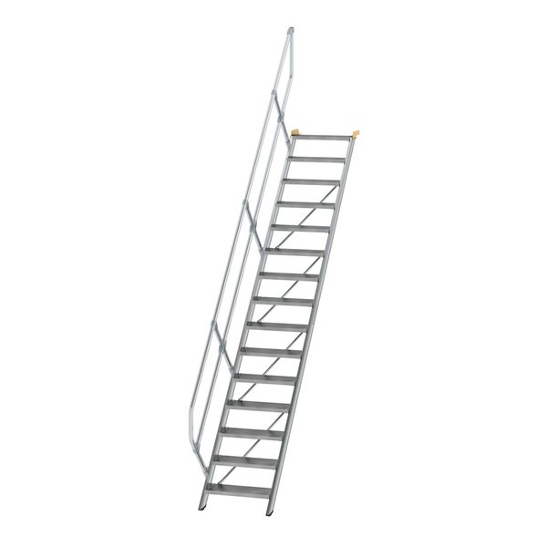 Günzburger Steigtechnik Treppe 45° Stufenbreite 600 mm 15 Stufen Aluminium geriffelt