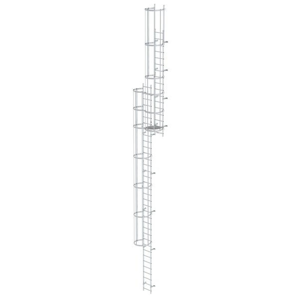 Günzburger Steigtechnik Mehrzügige Steigleiter mit Rückenschutz (Bau) Aluminium blank 13,80m