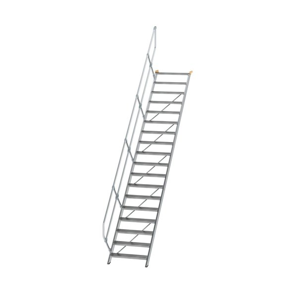 Günzburger Steigtechnik Treppe 45° Stufenbreite 800 mm 18 Stufen Aluminium geriffelt